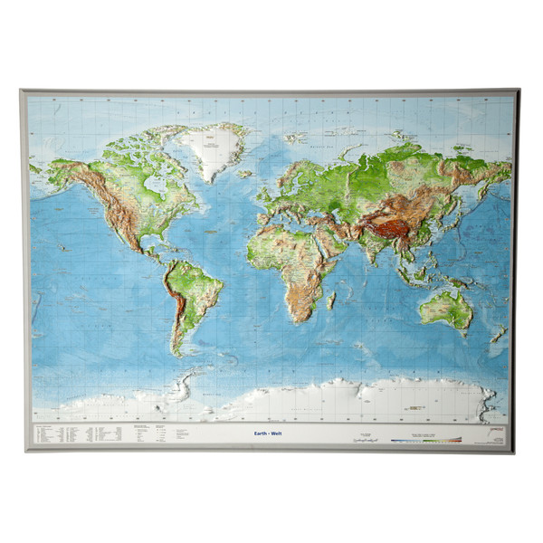Georelief Świat, mapa geoplastyczna 3D, duża