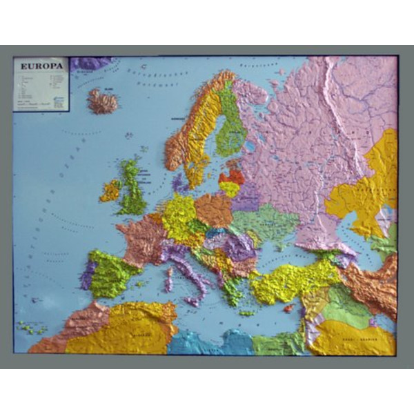 geo-institut , kontynentalna mapa plastyczna Europy, Silver Line, polityczna
