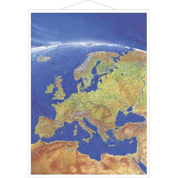 Stiefel Mapa kontynentalna Europa - panorama, z metalowymi listwami, język angielski