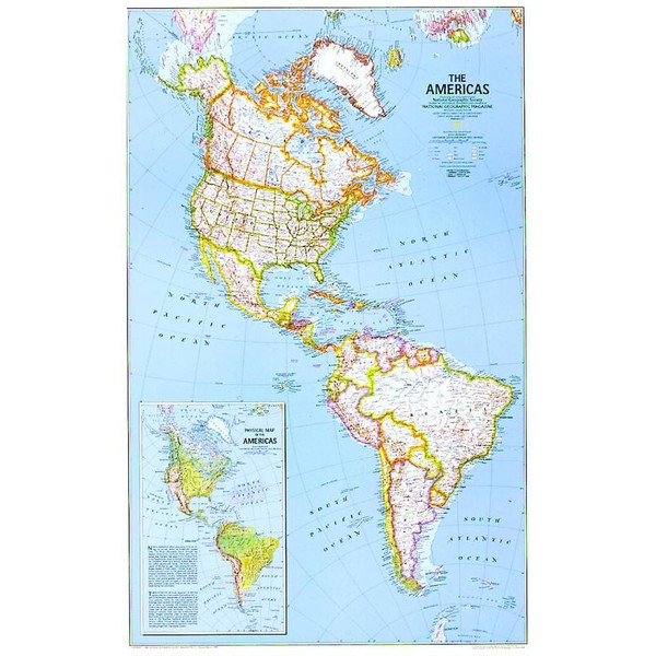 National Geographic Mapa kontynentalna continent map North and South America political (laminated)