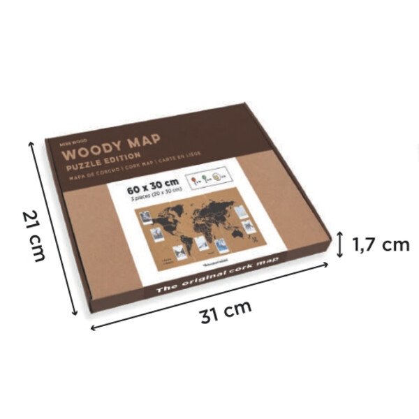 Miss Wood Mapa świata Puzzle Map M - Black