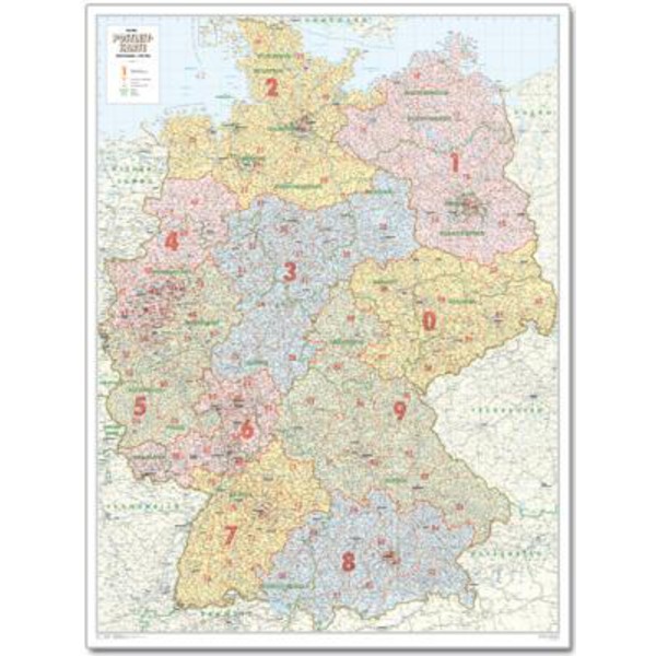 Bacher Verlag Mapa kodów pocztowych, całe Niemcy, duża