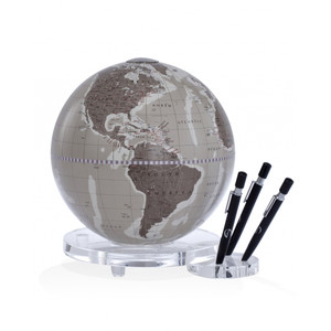 Zoffoli Globus desk globe Balance warm grey with pen holder 22cm