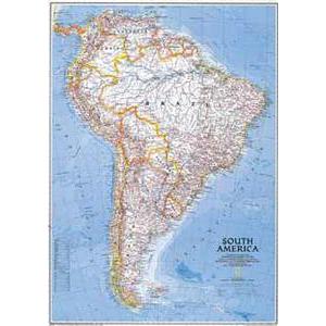 National Geographic Mapa kontynentalna Ameryka Południowa, polityczny, duża