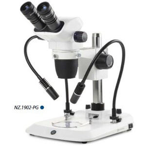 Euromex Mikroskop stereoskopowy zoom NZ.1902-PG, 6.7-45x, Säule, 2 Schwanenhälse, Durchlicht, bino