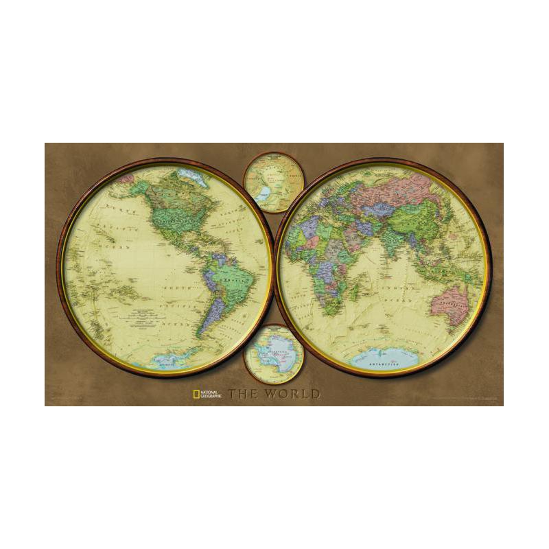 National Geographic Mapa Odkrywców - półkule świata
