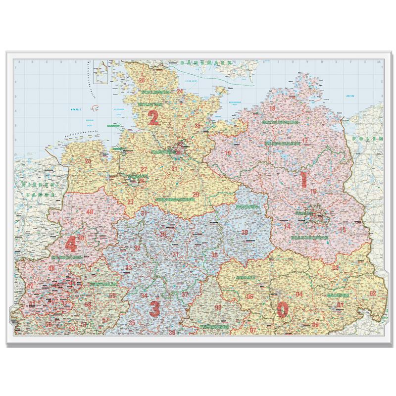 Bacher Verlag Mapa kodów pocztowych Niemcy północne 1:500.000