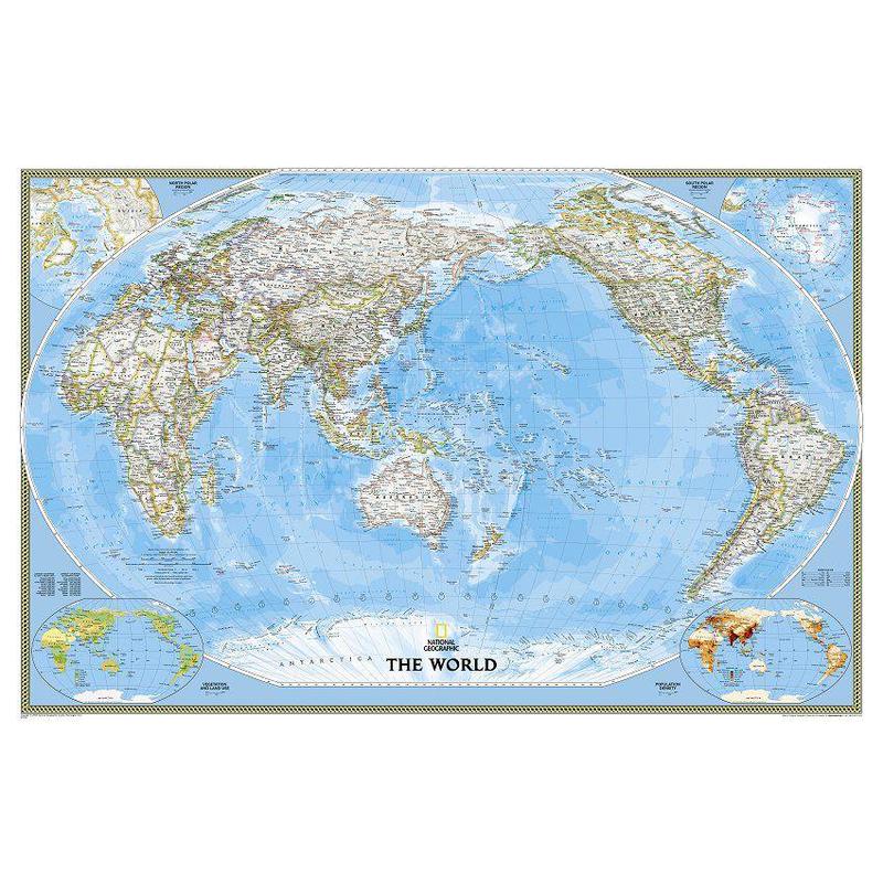 National Geographic Mapa świata wyśrodkowana na Pacyfik, polityczny
