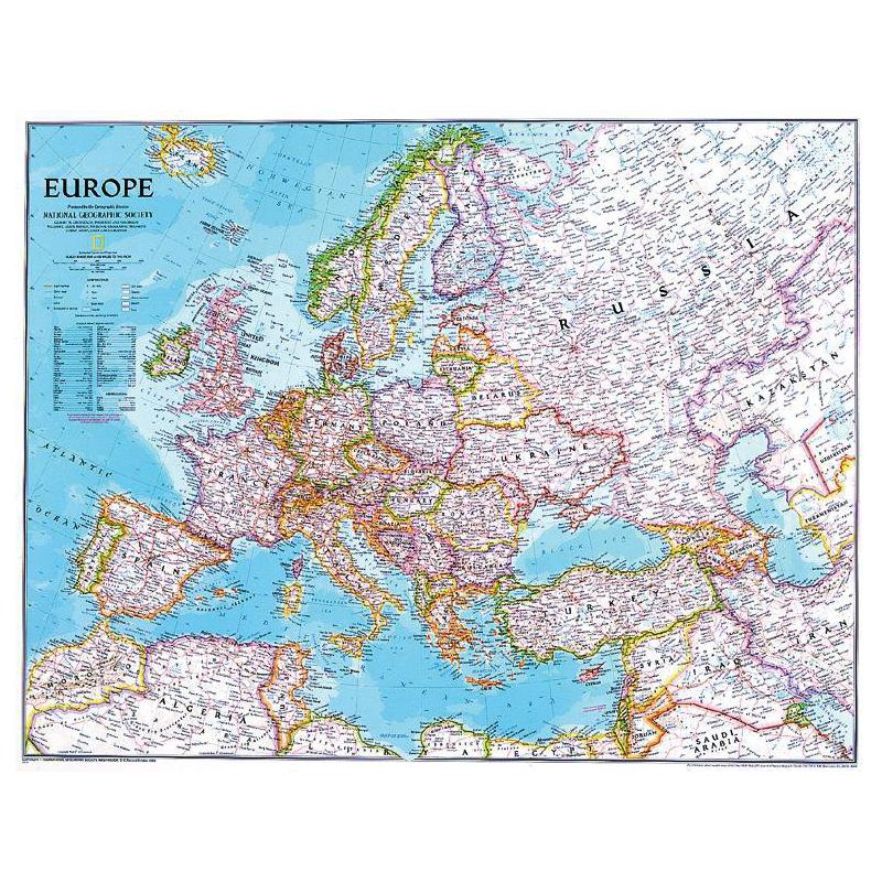 National Geographic Mapa kontynentalna Europa polityczny , duża