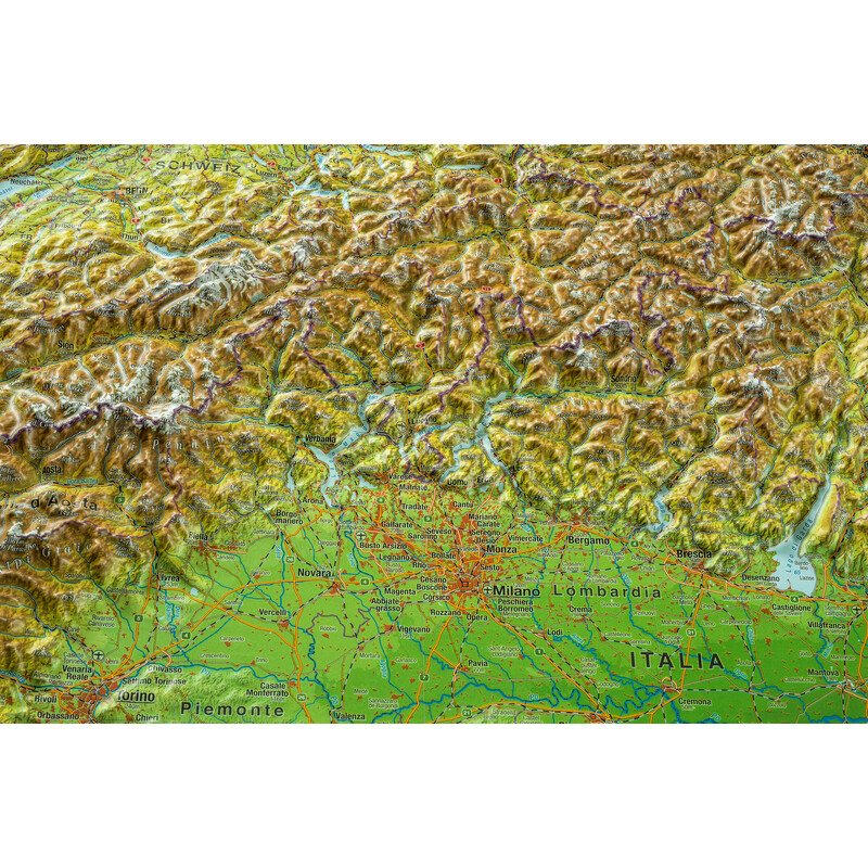 Georelief Łuk Alp, mapa plastyczna 3D, duża, w oprawie drewnianej