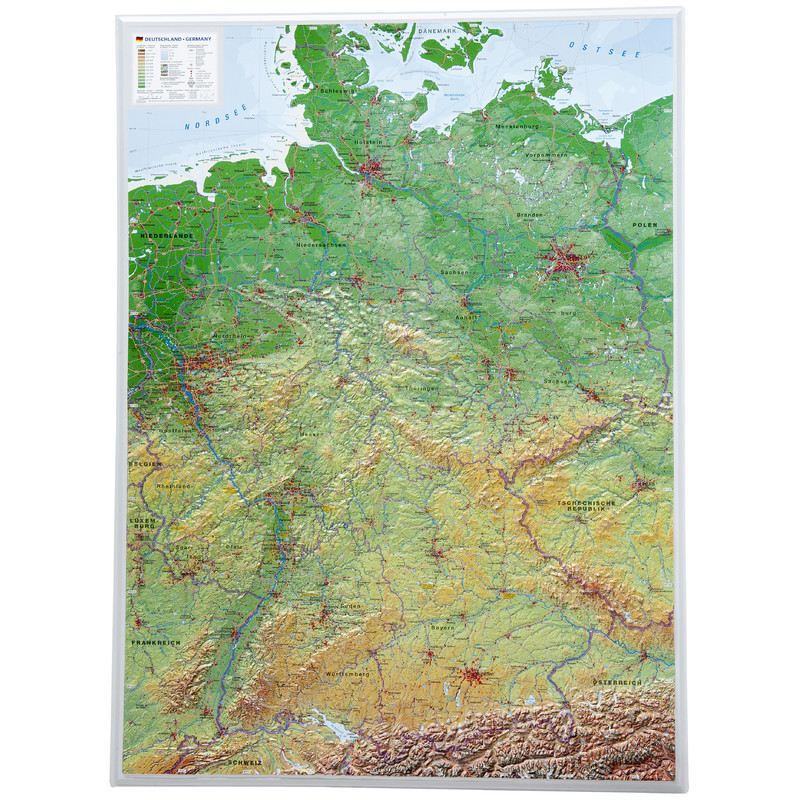 Georelief Niemcy, mapa plastyczna 3D, duża