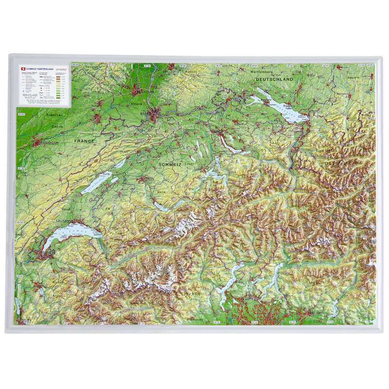 Georelief Szwajcaria, mapa plastyczna 3D, mała