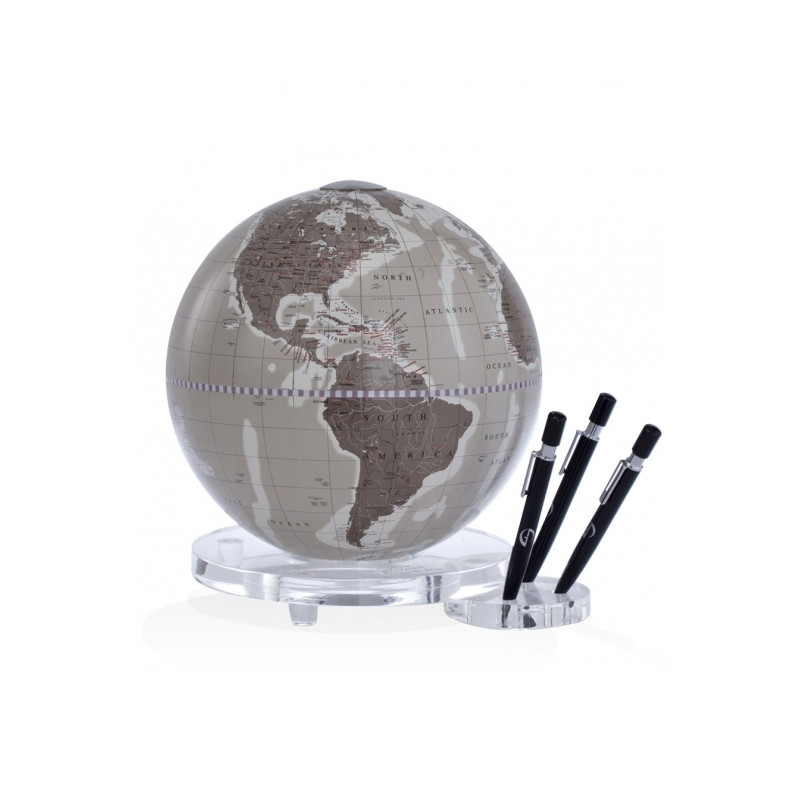 Zoffoli Globus desk globe Balance warm grey with pen holder 22cm