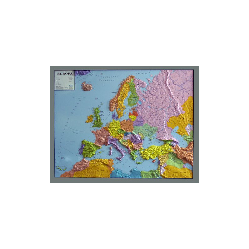 geo-institut , kontynentalna mapa plastyczna Europy, Silver Line, polityczna
