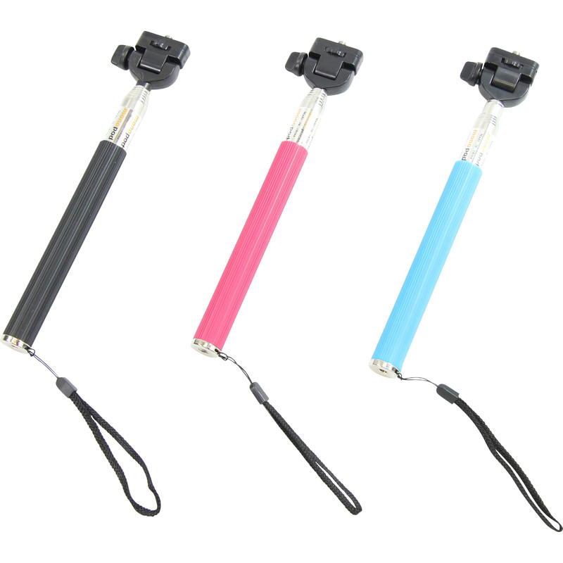 Statyw aluminiowy monopod Selfie-Stick für Smartphones und kompakte Fotokameras, pink