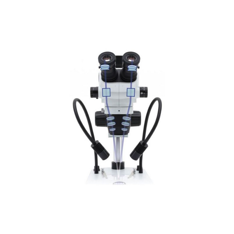 Optika Mikroskop stereoskopowy zoom SZO-2, trino, 6.7-45x, Säulenstativ, ohne Beleuchtung
