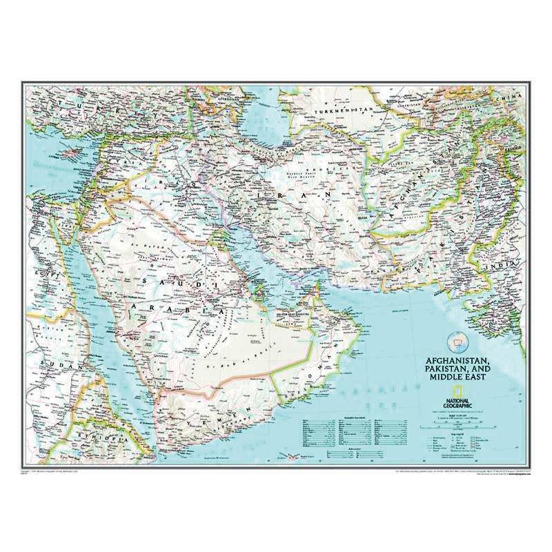 National Geographic Mapa regionalna Afganistan, Pakistan, i Środkowy Wschód