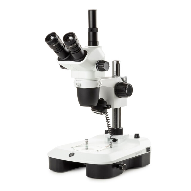 Euromex Mikroskop stereoskopowy zoom NZ.1703-M, 6.5-55x, Säule,  Auf-u. Durchlicht, trino, Spiegel f. Dunkelfeld, Embryologie