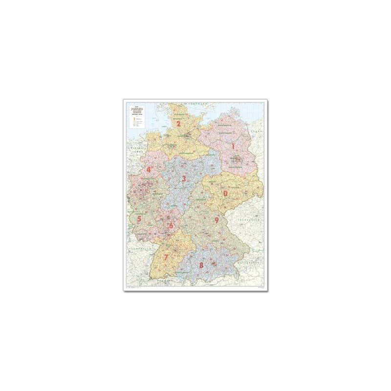 Bacher Verlag Mapa kodów pocztowych, całe Niemcy, duża