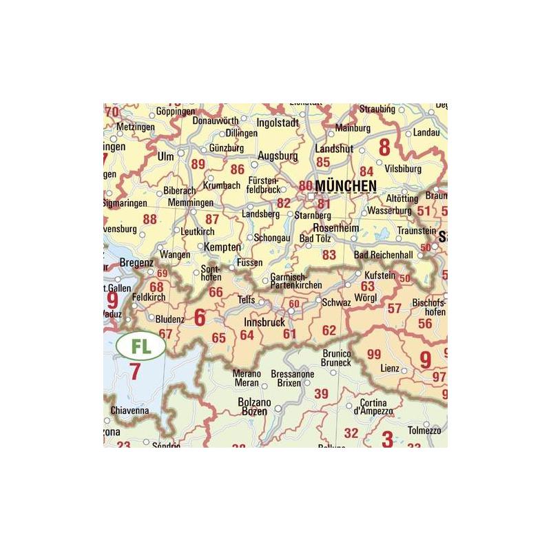 Bacher Verlag Mapa kodów pocztowych, Europa, duża