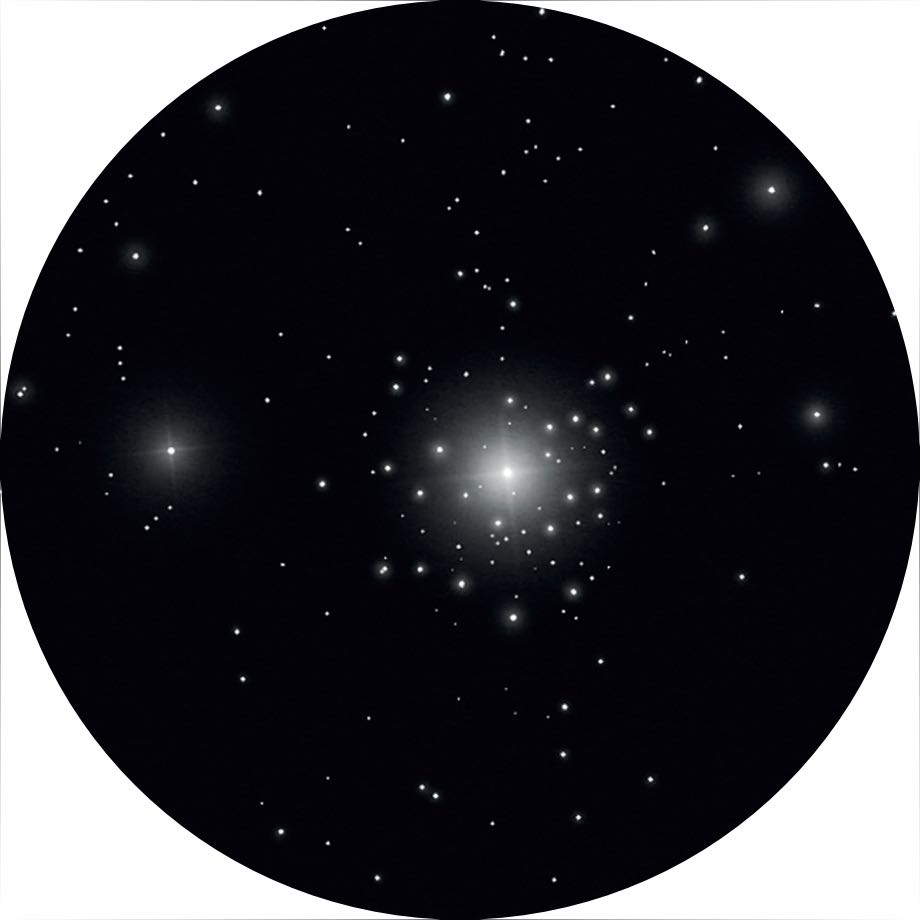Szkic NGC 2362 widocznej przez 16-calowy teleskop przy powiększeniu od 138- do 400-krotnego. Anna Ebeling