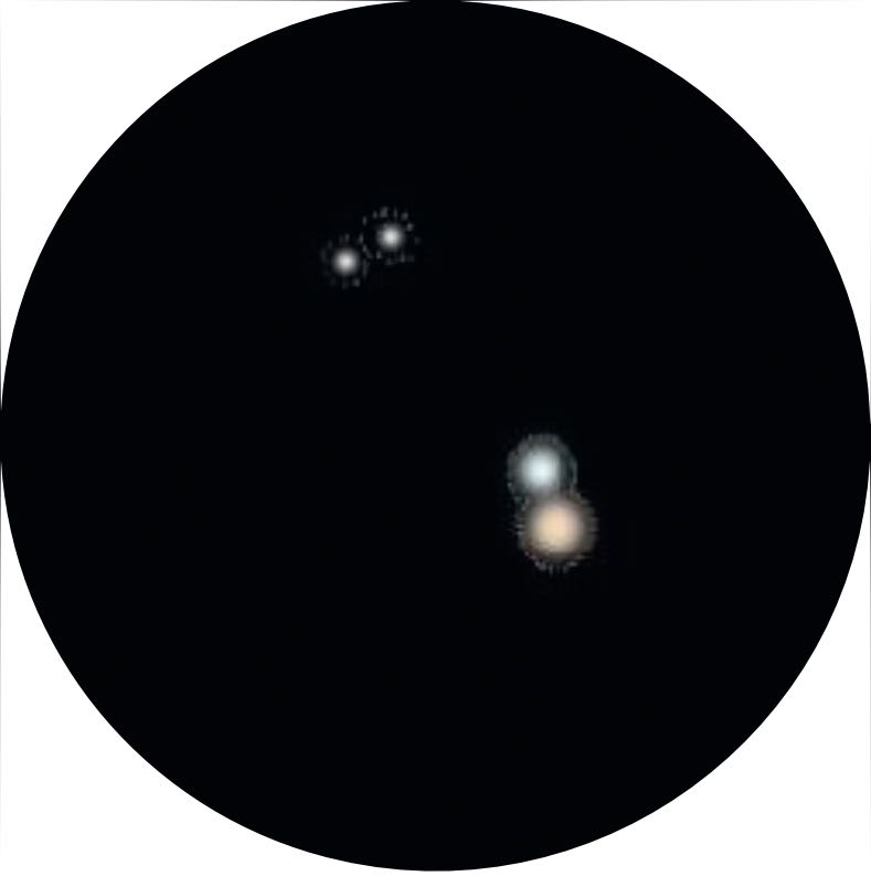 Szkic ν Scorpii widzianej przez teleskop. D. Blane