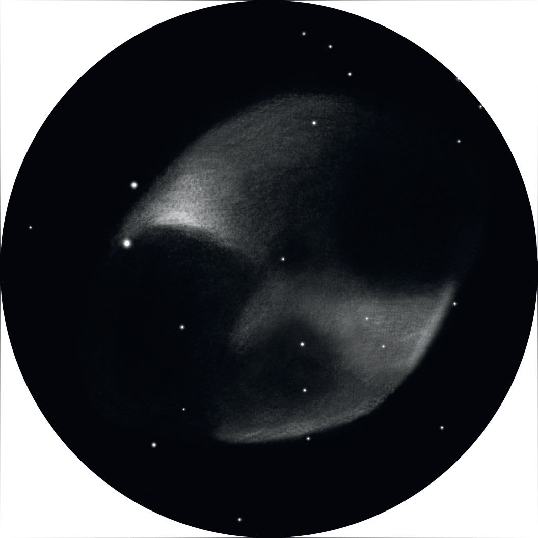 Szkic mgławicy planetarnej M27. Rainer Mannoff