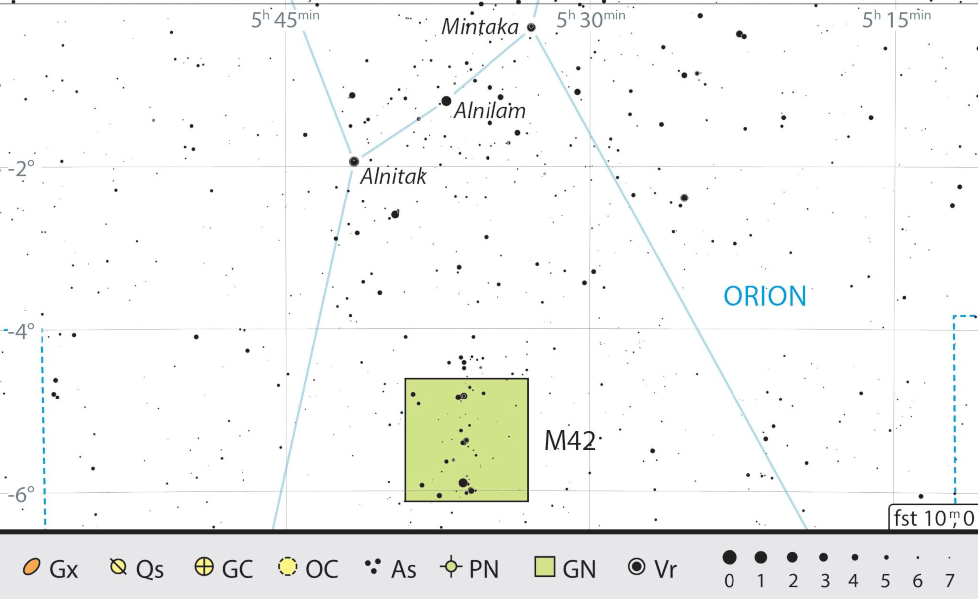 Mgławica Oriona M42 w gwiazdozbiorze Oriona. J. Scholten