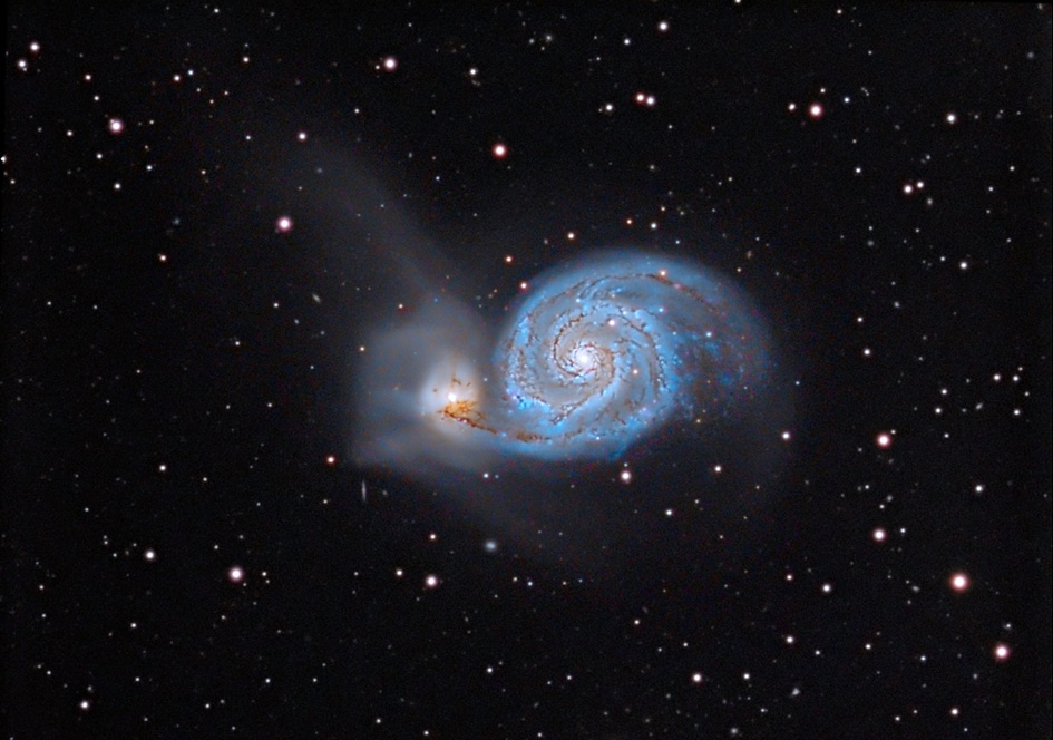 Szczegółowe zdjęcie galaktyki Wir w gwiazdozbiorze Psów Gończych. Fot. JF Calvo Z36 Cancelada, Hiszpania