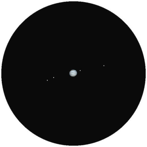 Jowisz w teleskopie o aperturze 70mm (symulacja widoku). Lambert Spix