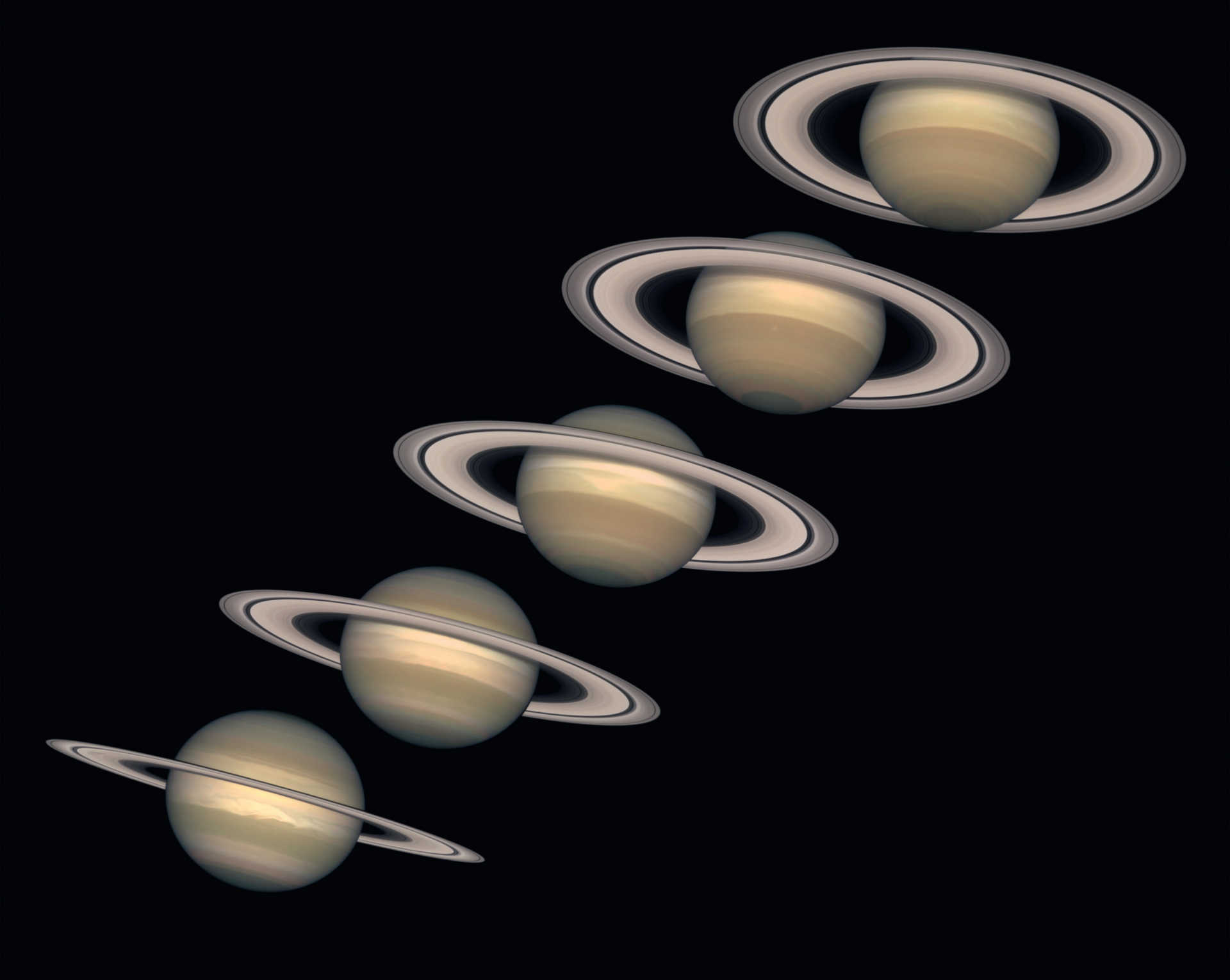 Saturn widoczny z Ziemi w latach 1996 - 2000. NASA i The Hubble Heritage Team (STScI/AURA)