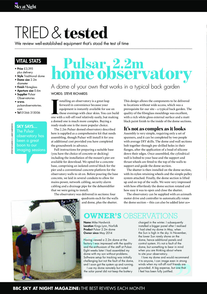 Domowe obserwatorium Pulsar 2.2m