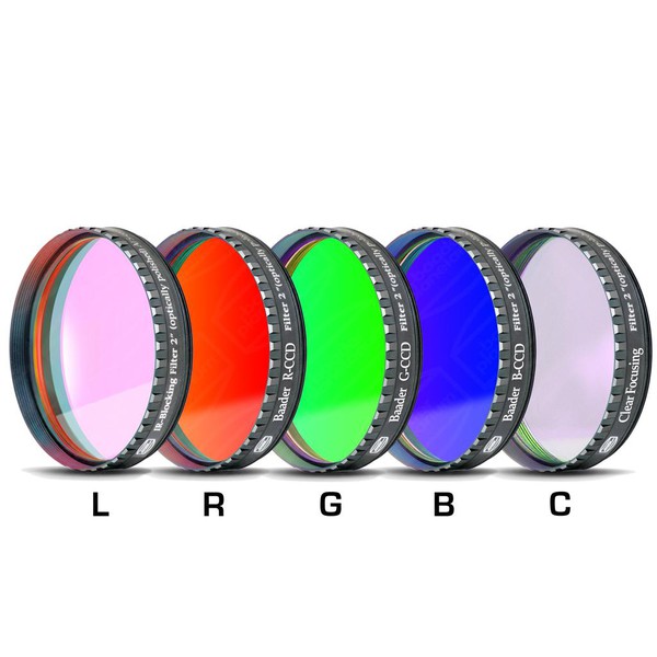 Baader Filtry Zestaw filtrów LRGBC-CCD 2" z oprawką, RGB z filtrem neutralnym und fitr blokujący UV/IR / L