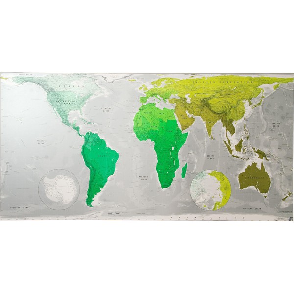 The Future Mapping Company Colour Map Weltkarte groß smaragd-metallic-linde-khaki, magnetisch