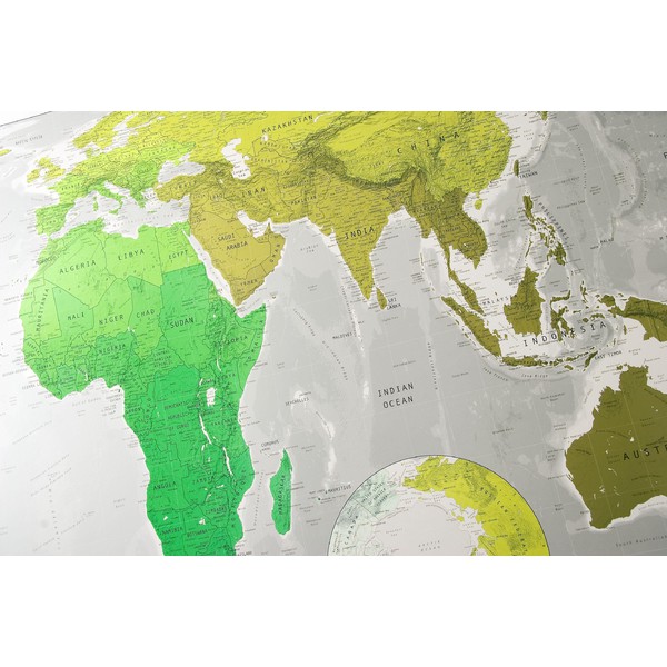 The Future Mapping Company Colour Map Weltkarte groß smaragd-metallic-linde-khaki, magnetisch