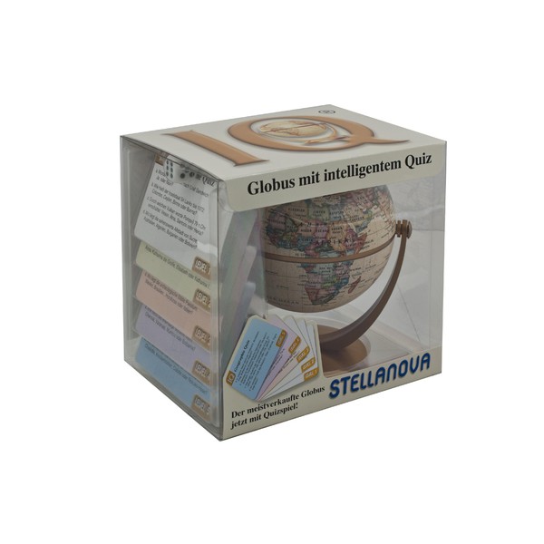 Stellanova Mini-Globus Dreh-Schwenk Globus mit IQ-Quiz, Antique Design 10cm