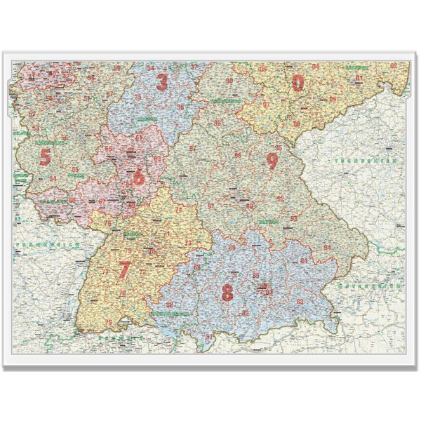 Bacher Verlag Mapa z kodami pocztowymi, Niemcy południowe 1:500.000