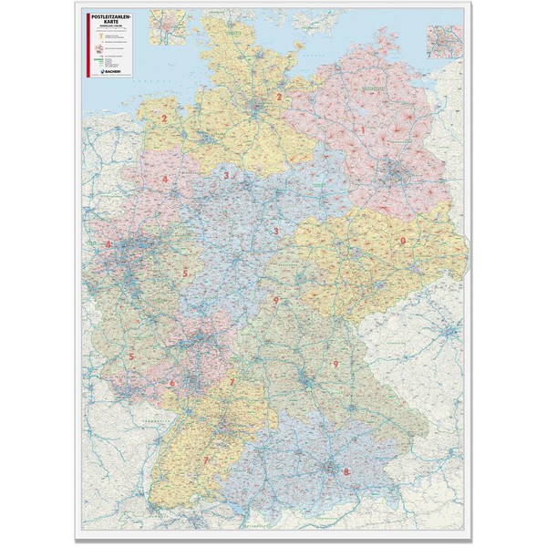 Bacher Verlag Mapa PLZ Niemcy 1:450.000 (kody pocztowe)