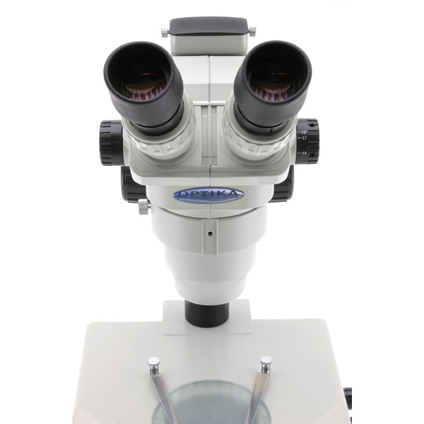 Optika   Mikroskop binokularowy zoom stereo SZR-5, podstawa z oświetleniem, 1 lampka
