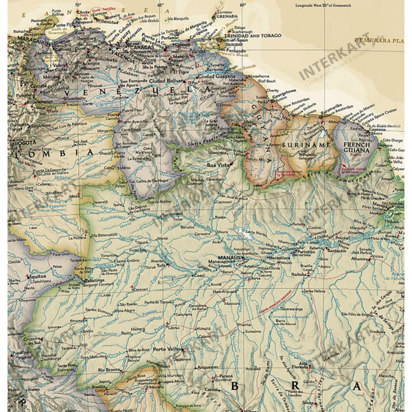 National Geographic Mapa antyczny Ameryka Południowa