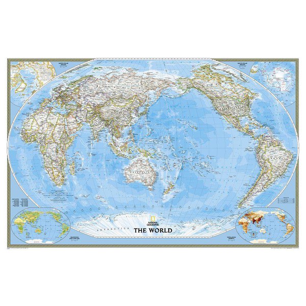 National Geographic Mapa świata pazifikzentriert (185 x 122 cm)