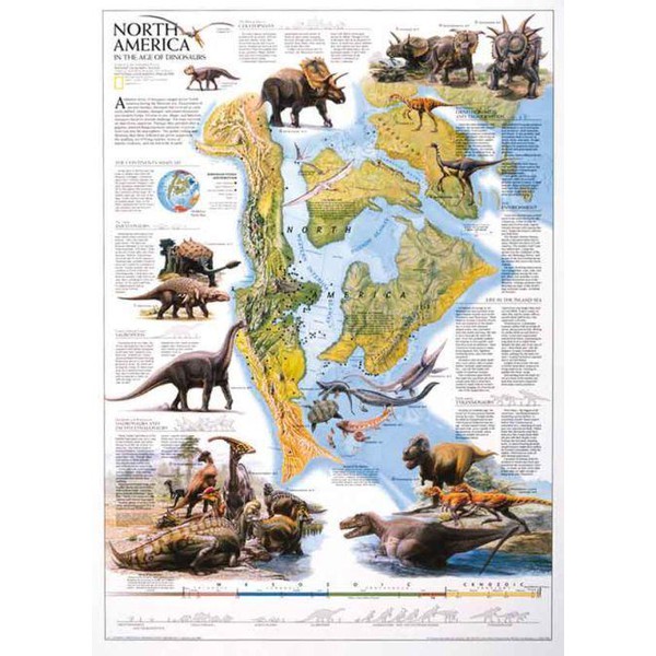 National Geographic Mapa regionalna Dinozaury Ameryki Północnej