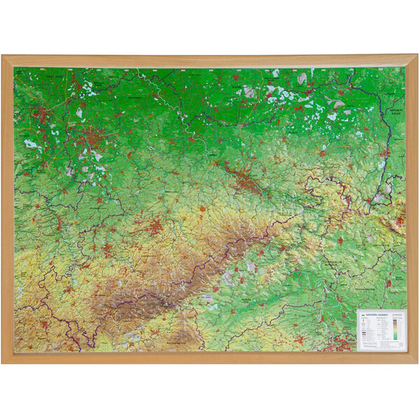 Georelief Mapa regionalna Saksonia