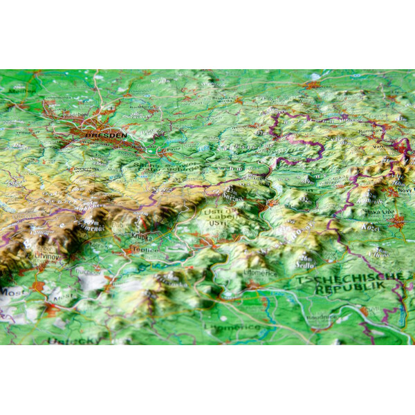Georelief Mapa regionalna Saksonia