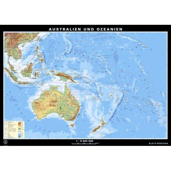 Klett-Perthes Verlag Mapa kontynentów Australien und Ozeanien fizyczne / politycznych (P) 2-seitig