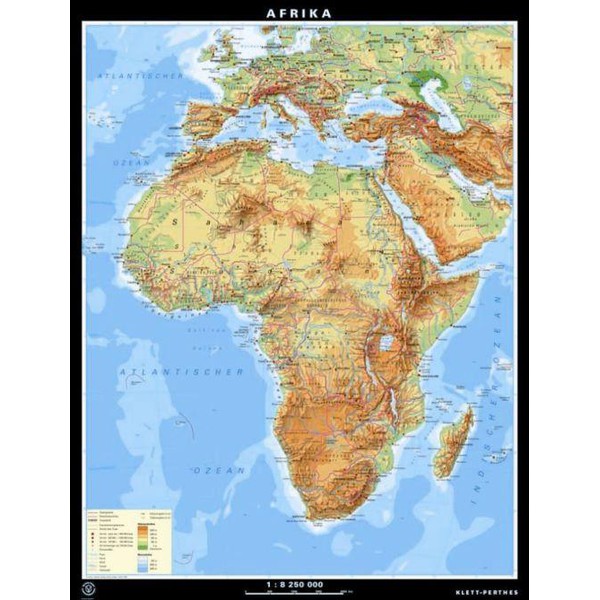Klett-Perthes Verlag Mapa kontynentów Afrika fizyczne / politycznych (P) 2-seitig