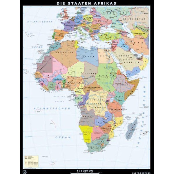 Klett-Perthes Verlag Mapa kontynentów Afrika fizyczne / politycznych (P) 2-seitig