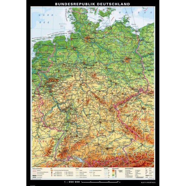 Klett-Perthes Verlag Landkarte Deutschland physisch / stumm (P) 2-seitig