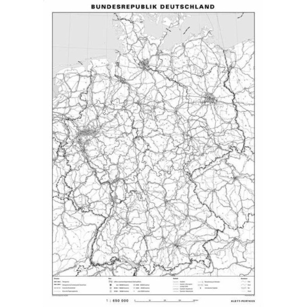 Klett-Perthes Verlag Landkarte Deutschland physisch / stumm (P) 2-seitig