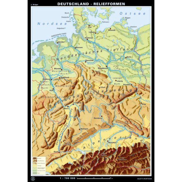 Klett-Perthes Verlag Mapa Niemcy - formy rzeźby terenu i krajobrazu (ABW), dwustronna